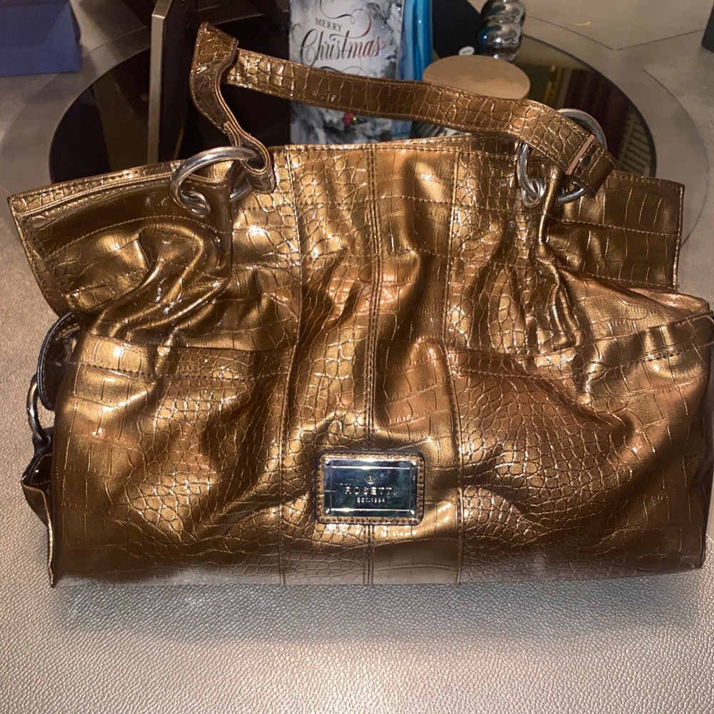 Rosetti Brown Leather Purse Crocodile Texture